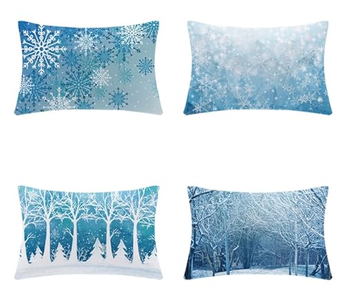 Housses de coussin de Noël lavables bleu vert pour canapé propre