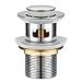 Produktbild Universal Ablaufgarnitur mit Überlauf, WOOHSE 11/4" Pop-Up Abflussventil Ablauf Ventil für Waschbecken Push Open Abfluss Click Clack Ablaufventil Abflussgarnitur Waschbeckenstöpsel aus Edelstahl