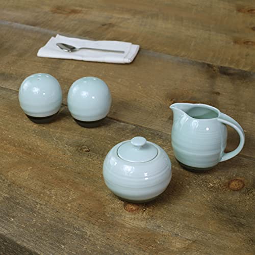 Euro Ceramica Diana 4 Piece Dinnerware Accessory Set, 2.91 X 3.7 X 3.54, Mint Green/Graphic Grey #TOP1