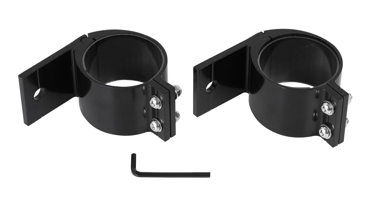 Hansen Styling Parts 2X universell passende Schwarze Aluminium-Rohrschelle ø 63-63,5 mm für Lampenbügel, Frontbügel, Überrollbügel