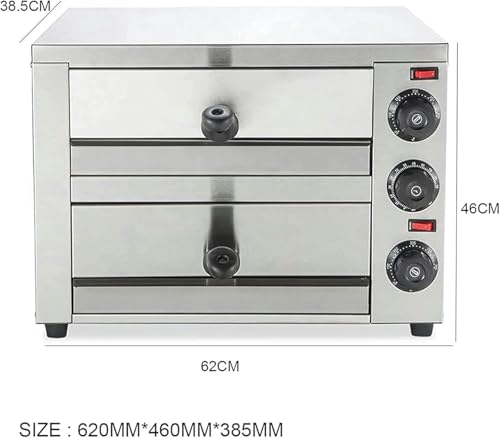 Electric Pizza Oven, Double-Sided Stainless Steel Maker, Adjustable Temperature Up to 300°C & 60-Minute Timer, 2-Layer Cooker for Home & Restaurant Kitchen - Image 5