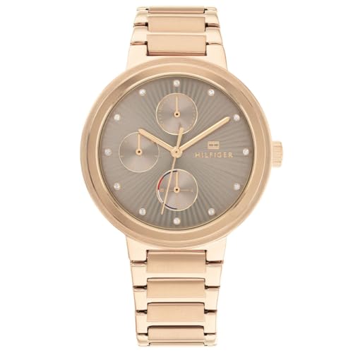 Tommy Hilfiger Multi Zifferblatt Quarz Uhr für Damen mit Rotgoldfarbenes Edelstahlarmband - 1782533