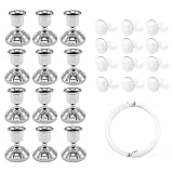 12 Packs Silver/Gold Candles Holder with World's Strongest Suction Cups & Fish Lines Set Decorations
