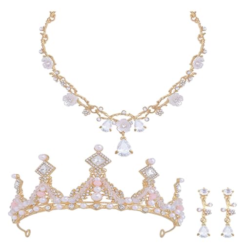 Diadema para niña cumpleaños con collar dorado resistente que no pesa en escenarios