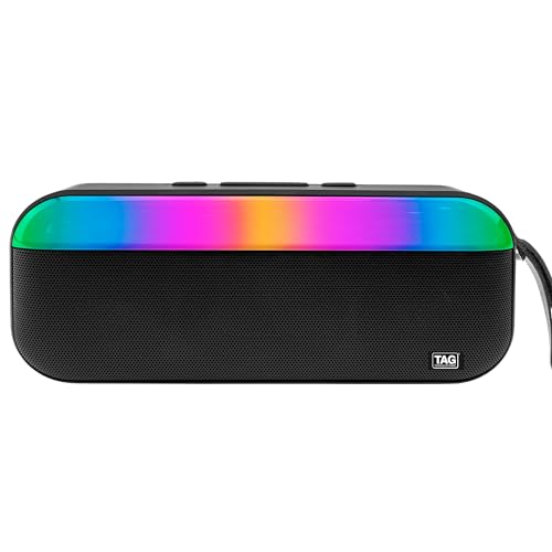 Image of TAG Ray 10W Portable Wireless Bluetooth Speaker with Dynamic Stereo Sound | Customizable RGB LED Lights | TWS Feature | Supports Micro SD Cards, FM, USB | Comes with Inbuilt Mic (Black)