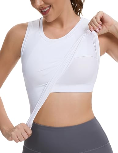 MathCat Women's Seamless Workout Tank Tops with Built in Bra, Sleeveless Padded Athletic Yoga Shirts for Daily Wear