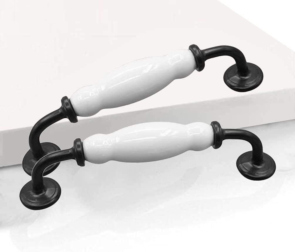 Door Handles,Ceramic Door Knobs, Cupboard Handle,10PCS Ceramic Door Knobs,Vintage Ceramic Door Handle Cabinet Pull,Hole Distance 128mm,Handle Drawer Handle