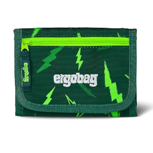 ergobag Brustbeutel Kleingeldfach, mit Sichtfenster, Geldbeutel für Kinder, zum Umhängen, mit Klettverschluss Bärtastisch - Grün