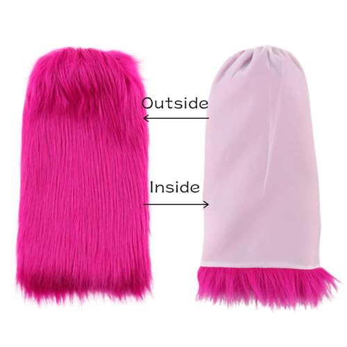 Image of Peecabe Winter Women Faux Fur Fluffy Leg Warmers Fuzzy Long Boot Covers Furry For Christmas