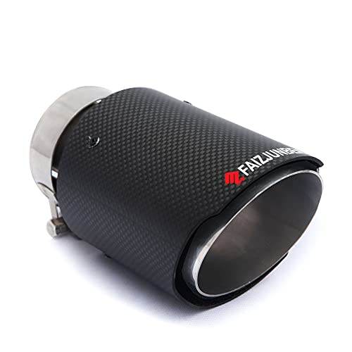 FAIZJUNBEN carbon fiber exhaust tip, carbon fiber tail pipe, inlet size 63mm/2.5", outlet size 89mm/3.5" carbon fiber muffler, suitable for automotive exhaust pipes with a diameter of 61-63mm