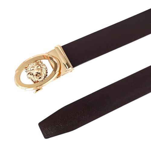 Image of Aurolran Men&Womens Leather Dress Belt Business Automatic Buckle Belt Color-Black Silver Gold