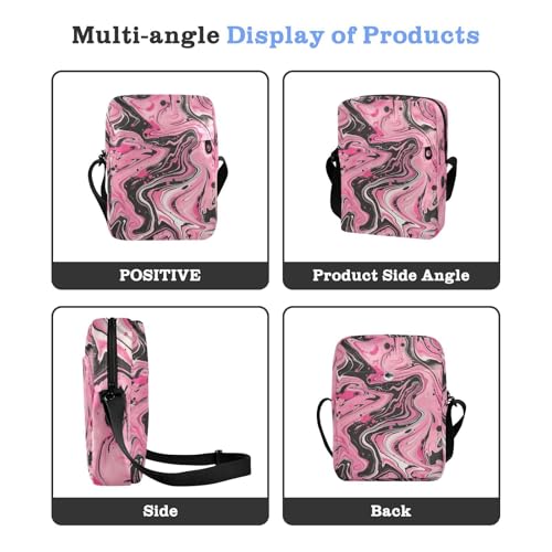 KLL Blush and Black Marbling small messenger bag for men Vegan Leather Crossbody Small Bags For Women Casual Shoulder Handbags4