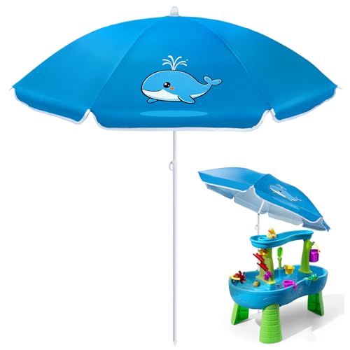 Lettry Adjustable Water Table Umbrella Silver-Coated 40 Inch Portable Outdoor Umbrella Sun Shade for Beach Sand Play Camping Picnic Tables Garden Patio Lightweight Durable (Blue)