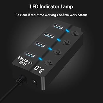 Acer USB Hub 4 Ports, Multiple USB 3.0 Hub, USBA Splitter For Laptop With Type C Power Port, Extender For A Port Laptop, PC, Desktop And More (2ft