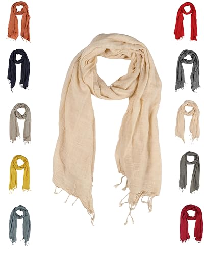 THE ART BOX 100% Cotton Solid Women's Fashion Scarf Pashmina Shawl Wrap Long Lightweight Scarves For Men & Women