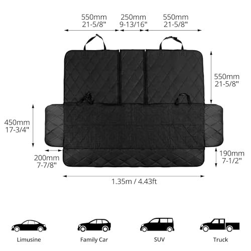 QWORK® Autoschondecke Hund Rücksitz Autoschondecke Hund Rücksitz, langlebiger Autositzbezug, Autositzschutz, Rücksitzbezüge Kindersitzunterlage für alle Autos, Minivans und SUVs