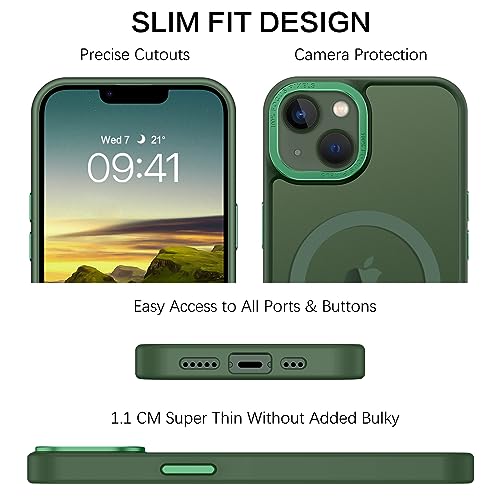 BENTOBEN Magnetic for iPhone 13 Case & iPhone 14 Case [Compatible with Magsafe] Translucent Matte Phone Case iPhone 13/14 Slim Shockproof Women Men Protective Cover for iPhone 13/14 6.1", Dark Green by BENTOBEN - Image 7