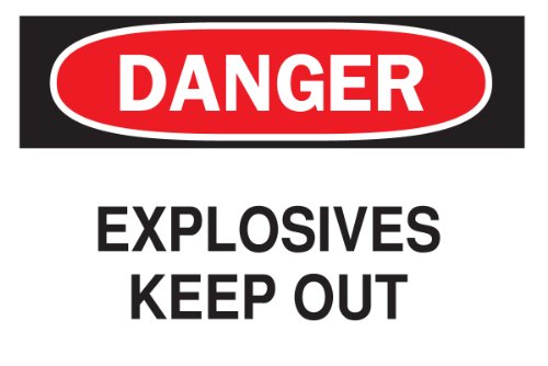 Panneau de danger de stockage Explosives Keep Out adhésif pour local technique