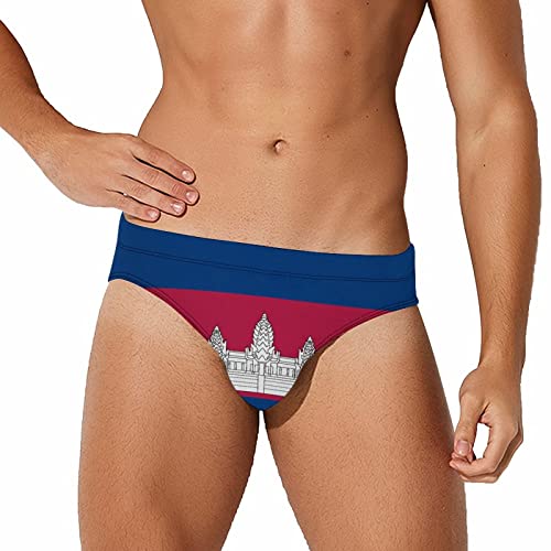 Cambodia Flag Men's Swimming Trunks,Beach Shorts Stretch Swimsuit Quick Dry