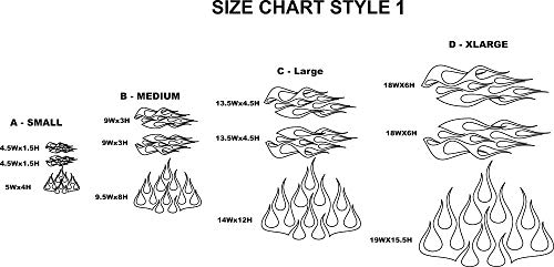 Image of STYLE1 Multi-Color Flame Decal Kit Golf Cart, UTV, RC, ATV, Mower, Motorcycle Tank (D - XLarge, DG23-070 Black)