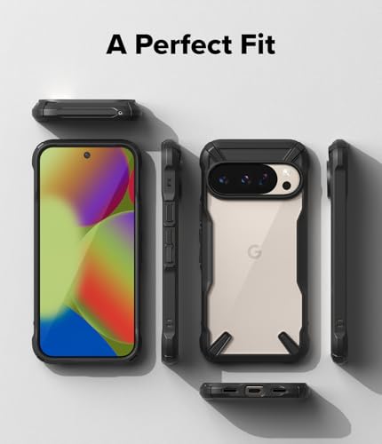 Image of Ringke Fusion-X Compatible with iPhone Series Case Back Cover Transparent Hard Back Soft Flexible TPU Bumper Scratch Resistant Shockproof Protection (Black, Pixel 10 /10 Pro)