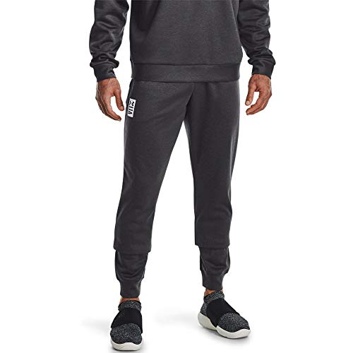 Under Armour Men's Recover Sleep Joggers , Black Full Heather (001)/White , Small