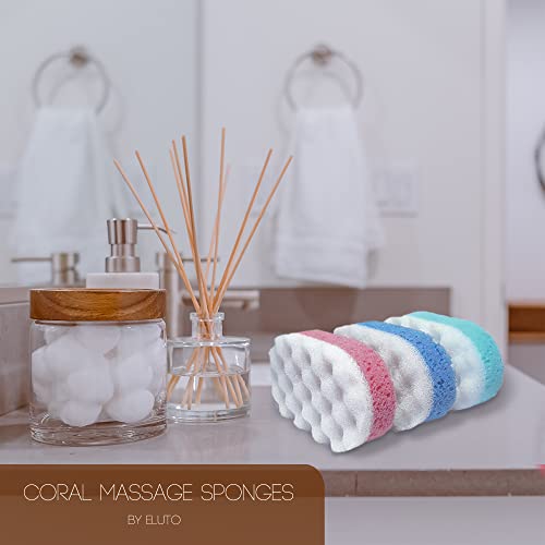 Bath Massage Sponge for Adults - Exfoliating Body Shower Scrubber - Doubled Sided exfloating Massage Sponge- Family Pack of 3 - Image 6