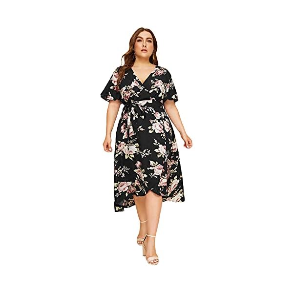 Milumia-Plus-Size-Women-Empire-Waist-Asymmetrical-High-Low-Bohemian-Maxi-Dress Milumia Women Floral Print Boho Asymmetrical High Low Maxi Wrap Dress