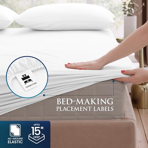 Image of Utopia Bedding Queen Size 4 Piece Sheet Set - Brushed Microfiber - Soft Bed Sheets for Queen Size Bed Set - Includes 1 Fitted, 1 Flat, & 2 Pillow Cases - Deep Pocket (White) (Pack of 2)