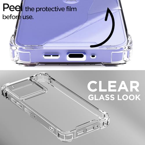 Image of Amazon Basics Back Cover for Motorola Moto Edge 50 Pro 5G PC + TPU Clear Transparent Raised Edges Shockproof Protective Phone Bumper Case(Transparent)
