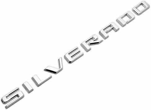 Tailgate Letter Logo Nameplate Emblem 3D Badge Compatible with 2019-2022 Silverado 1x Silver