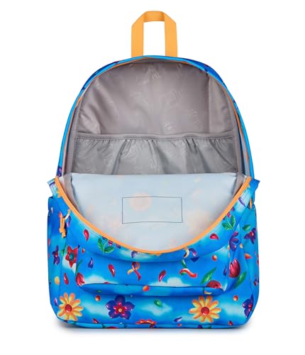 Image of JanSport SuperBreak Plus Backpack with Padded 15-inch Laptop Sleeve and Integrated Bottle Pocket - Spacious and Durable Daypack for Work and Travel, Daydream Floral Blue /Purple /Multi
