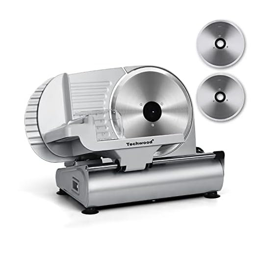 Meat Slicer, Techwood Electric Deil Food Slicer with Removable 9” Stainless Steel Blade, Deli Cheese Fruit Vegetable Bread Cutter with Adjustable Knob for Thickness, Food Carriage & Non-Slip Feet