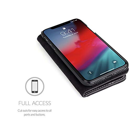 Snugg Iphone Xr Wallet Case – Leather Card Case Wallet With Handy Stand Feature – Legacy Series Flip Phone Case Cover In  Blackest Black #TOP5
