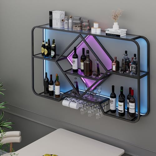 Porte-bouteilles en métal mural rétroéclairé pour optimiser petit espace - 7