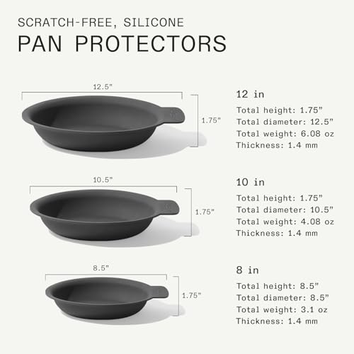 Image of Made In Cookware - 3 Piece Set (Includes 8 inch,10 inch,12 inch) Frying Pan Protectors - Graphite - Molded Silicone - Dishwasher Safe