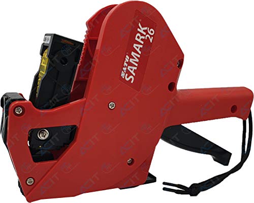 ACIT Etiquetadora Sato Samark 8-6 caracteres + 3 rollos de etiquetas. Precisor manual profesional ideal para la tienda. Escritura de premios y lotes (8 caracteres)