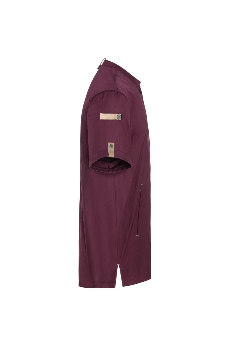 Karlowsky JM 36 PASSION GREEN-GENERATION Kurzarm Kochjacke aus Recyceltem Plastik, Vorderseite: 65% Polyester/35% Baumwolle, Rückseite: 100% Polyester, Aubergine, Größe 50