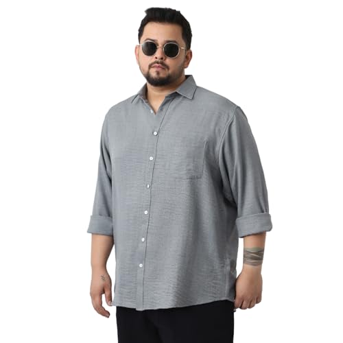 Image of Urbano Plus Men's Linen Blend Full Sleeve Relaxed Fit Casual Solid Shirt