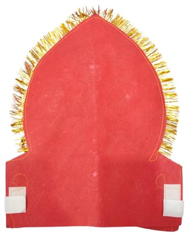Image of BookMyCostume Traditional Red Mukut for Adults - Adjustable Crown with Pearl Work & Velcro Closure | Ideal for Ramleela, Goddess Costume & Fancy Dress Events