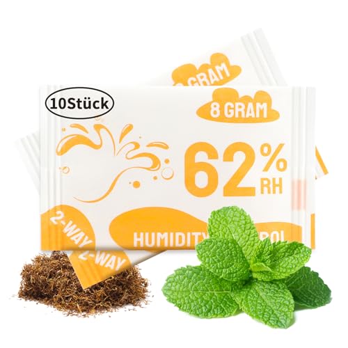 OMECO 2 Wege Feuchtigkeitsregulierung 62% Luftfeuchtigkeit, 8g x 10 Stück Luftfeuchtigkeitsregulierung Feuchtigkeitspacks Aufbewahrung von Kräutern