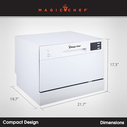 Magic Chef MCSCD6W5 Energy Star 6-Place Setting 6 Plate Countertop Dishwasher, White