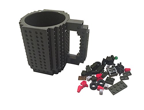MAINROOM STUDIOS 12oz Do It Yourself Buildable Brick Block Coffee and Tea Mug (Gray)