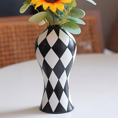 Vase d'intérieur en résine imperméable décoratif noir et blanc - 3