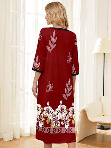 Image of PITINAN Moo Moo Nightgown House Dress Zip up Robes for Women Long Lounge Dress House Coat Women S-3XL