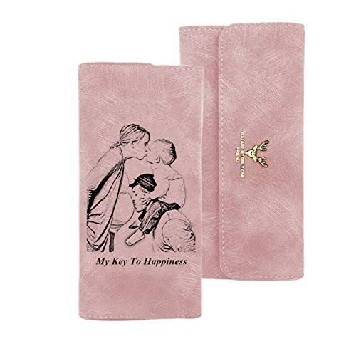Mesdames Long Portefeuille Mode Photo personnalisé Portefeuille Anniversaire Noël Meilleur Cadeau(Côté Simple Noir F)