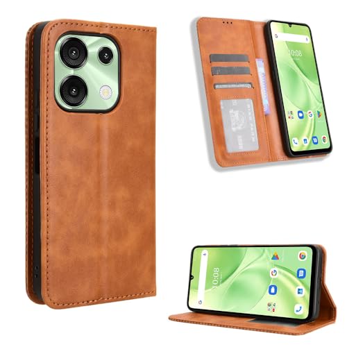 Étui Umidigi Note 90 protection portefeuille en cuir marron