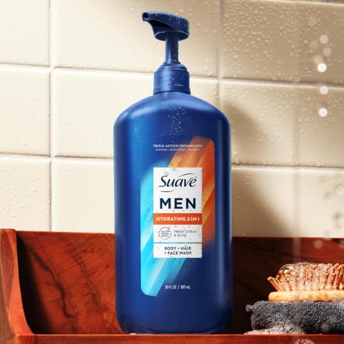 Suave Men Hydrating 3-in-1 Body + Hair + Face Wash with Glycerin & Vitamin E, Cleanse, Moisturize, Refresh, No Parabens or Pthalatates, Long-Lasting Fragrance, 30 FL OZ, 6 Count - Image 8
