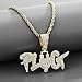 MAXBLING81 Gold Silver Plated POWER PLUG Pendant Iced Cubic Zirconia & 4mm 24