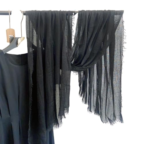 Image of Crinkled PolyCotton Scarf for Women - 180 x 90 cm Stole for Women | PolyCotton Scarf for Summers, Head Cover for Women | Lightweight Scarf for Women | Women Accessory
